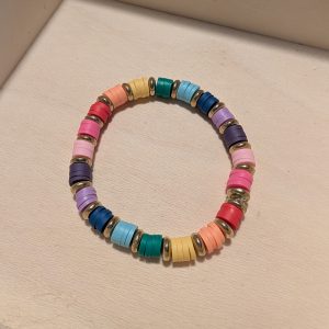 rainbow clay disc bracelet